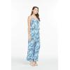 imageMatchable Family Hawaiian Luau Men Women Girl Boy Clothes in Simply Blue LeavesWomen V Neck Jumpsuit