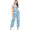 imageMatchable Family Hawaiian Luau Men Women Girl Boy Clothes in Simply Blue LeavesWomen V Neck Jumpsuit