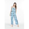 imageMatchable Family Hawaiian Luau Men Women Girl Boy Clothes in Simply Blue LeavesWomen V Neck Jumpsuit