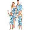 imageMatchable Family Hawaiian Luau Men Women Girl Boy Clothes in Simply Blue LeavesWomen V Neck Jumpsuit