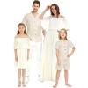 imageMatchable Family Hawaiian Wedding Beach Solid Color Men Women Girl Boy Clothes in Ivory CreamGirl Offshoulder Ruffle