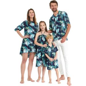 imageMatchable Family Hawaiian Luau Men Women Girl Boy Clothes in Orchid Breeze NavyWomen Maxi Elastic Tank