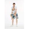 imageFather Son Matching Hawaiian Beach Board Shorts Swimwear Spandex in Flamingo PartyFaded Floral