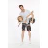 imageFather Son Matching Hawaiian Beach Board Shorts Swimwear Spandex in Flamingo PartyFlamingo Party in Black