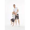 imageFather Son Matching Hawaiian Beach Board Shorts Swimwear Spandex in Flamingo PartyFlamingo Party in Black