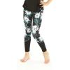 imageGirls Hawaiian Athletic Sportswear Leggings Pants with Pockets in Floral PatternsWispy Cereus Black