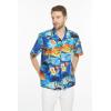 imageHawaii Hangover Hawaiian Shirt Aloha Shirt in Classic Hibiscus RedSunset With Dolphin  Blue