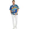 imageHawaii Hangover Hawaiian Shirt Aloha Shirt in Classic Hibiscus RedSunset With Dolphin  Blue