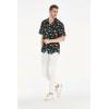 imageMatchable Family Hawaiian Luau Men Women Girl Boy Clothes in Flamingo Party BlackMen Short Sleeve
