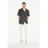 imageMatchable Family Hawaiian Luau Men Women Girl Boy Clothes in Flamingo Party BlackMen Short Sleeve