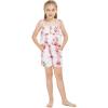 imageMatchable Family Hawaiian Luau Men Women Girl Boy Clothes in Pink Hibiscus Vine WhiteGirl Romper