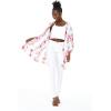 imageMatchable Family Hawaiian Luau Men Women Girl Boy Clothes in Pink Hibiscus Vine WhiteWomen Kimono Cardigan