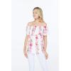imageMatchable Family Hawaiian Luau Men Women Girl Boy Clothes in Pink Hibiscus Vine WhiteWomen Offshoulder Ruffle Top