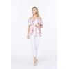 imageMatchable Family Hawaiian Luau Men Women Girl Boy Clothes in Pink Hibiscus Vine WhiteWomen Offshoulder Ruffle Top