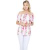 imageMatchable Family Hawaiian Luau Men Women Girl Boy Clothes in Pink Hibiscus Vine WhiteWomen Offshoulder Ruffle Top