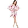 imageMatchable Family Hawaiian Luau Men Women Girl Boy Clothes in Pink Hibiscus Vine WhiteWomen Short Poncho