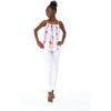imageMatchable Family Hawaiian Luau Men Women Girl Boy Clothes in Pink Hibiscus Vine WhiteWomen Spaghetti Tank Top