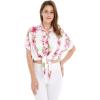 imageMatchable Family Hawaiian Luau Men Women Girl Boy Clothes in Pink Hibiscus Vine WhiteWomen Tie Front Shirt