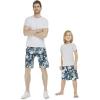 imageFather Son Matching Hawaiian Beach Board Shorts Swimwear Spandex in Flamingo PartyFaded Floral