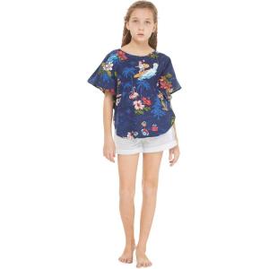 imageGirl Elastic Strap Hawaiian Luau Poncho Top in Christmas Santa in Hawaii RedChristmas Santa in Hawaii Navy