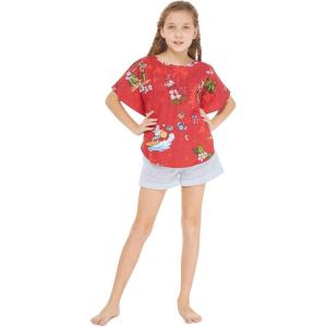 imageGirl Elastic Strap Hawaiian Luau Poncho Top in Christmas Santa in Hawaii RedChristmas Santa in Hawaii Red