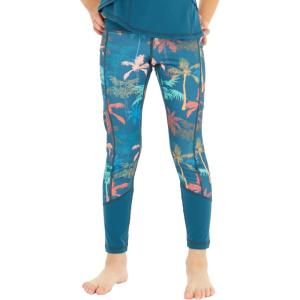 imageGirls Hawaiian Athletic Sportswear Leggings Pants with Pockets in Floral PatternsCrayon Palms Green