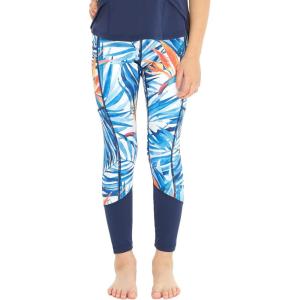 imageGirls Hawaiian Athletic Sportswear Leggings Pants with Pockets in Floral PatternsFirebird Blue White