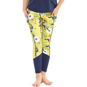 imageGirls Hawaiian Athletic Sportswear Leggings Pants with Pockets in Floral PatternsGarden Poppy Yellow