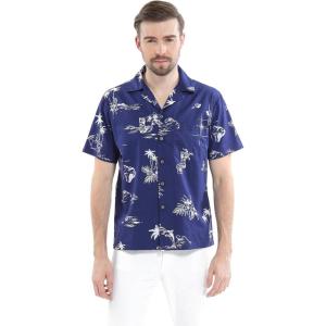 imageHawaii Hangover Mens Hawaiian Shirt Aloha Shirt The New Classic Map FlamingoNavy