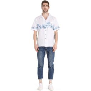 imageHawaii Hangover Mens Hawaiian Shirt Aloha Shirt White with Cross Hibiscus BlueWhite With Cross Hibiscus Blue