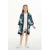 imageGirl Hawaiian Beach Luau Wrap Kimono Dress in Orchid Breeze NavyNavy