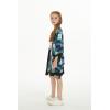 imageGirl Hawaiian Beach Luau Wrap Kimono Dress in Orchid Breeze NavyNavy