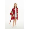 imageGirl Hawaiian Beach Luau Wrap Kimono Dress in Pineapple Garden NavyBurgundy