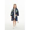 imageGirl Hawaiian Beach Luau Wrap Kimono Dress in Pineapple Garden NavyNavy