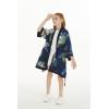 imageGirl Hawaiian Beach Luau Wrap Kimono Dress in Pineapple Garden NavyNavy