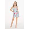 imageGirl Hawaiian Ruffle Top Jumpsuit Romper in Pink White Hibiscus VinePink Turquoise Hibiscus Vine