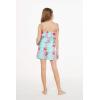 imageGirl Hawaiian Ruffle Top Jumpsuit Romper in Pink White Hibiscus VinePink Turquoise Hibiscus Vine
