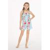 imageGirl Hawaiian Ruffle Top Jumpsuit Romper in Pink White Hibiscus VinePink Turquoise Hibiscus Vine