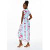imageWomens Hawaiian Luau Wrap Ruffle Dress in Hibiscus VinePink Turquoise Hibiscus