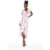 imageWomens Hawaiian Luau Wrap Ruffle Dress in Hibiscus VinePink White Hibiscus