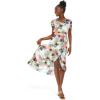 imageWomens Hawaiian Luau Wrap Ruffle Dress in Hibiscus VineSunset Neon Pastel