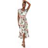 imageWomens Hawaiian Luau Wrap Ruffle Dress in Hibiscus VineSunset Neon Pastel