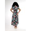 imageWomens Hawaiian Luau Wrap Ruffle Dress in Orchid BreezeBlooming Lily Black