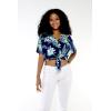 imageWomens Hawaiian Tie Front Crop Top Aloha Shirt in RafelsiaOrchid Breeze Navy