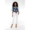 imageWomens Hawaiian Tie Front Crop Top Aloha Shirt in RafelsiaOrchid Breeze Navy