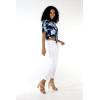 imageWomens Hawaiian Tie Front Crop Top Aloha Shirt in RafelsiaOrchid Breeze Navy