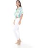 imageWomens Hawaiian Tie Front Crop Top Aloha Shirt in RafelsiaOrchid Breeze White