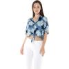 imageWomens Hawaiian Tie Front Crop Top Aloha Shirt in RafelsiaPacific Palm Navy