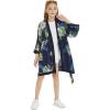 imageGirl Hawaiian Beach Luau Wrap Kimono Dress in Pineapple Garden NavyNavy