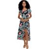 imageWomens Hawaiian Luau Wrap Ruffle Dress in Orchid BreezeBlooming Lily Black